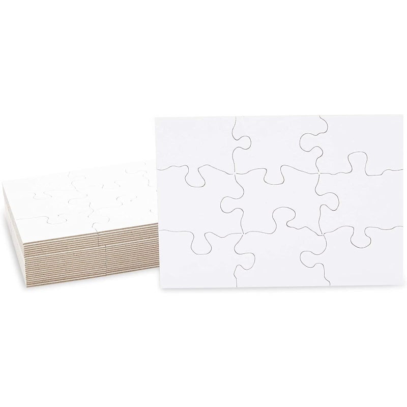 Infinite Curiosity Blank Puzzles to Draw On - DIY Puzzle Craft & Pieces to Write On - Interactive Learning & Blanks for Kids - 24 Pieces, 5.5 x 4 in - Image 1